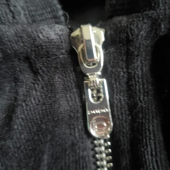 BEBE Black Velour With Rhinestone Y2K Hooded Dress Size M - Picture 9 of 12